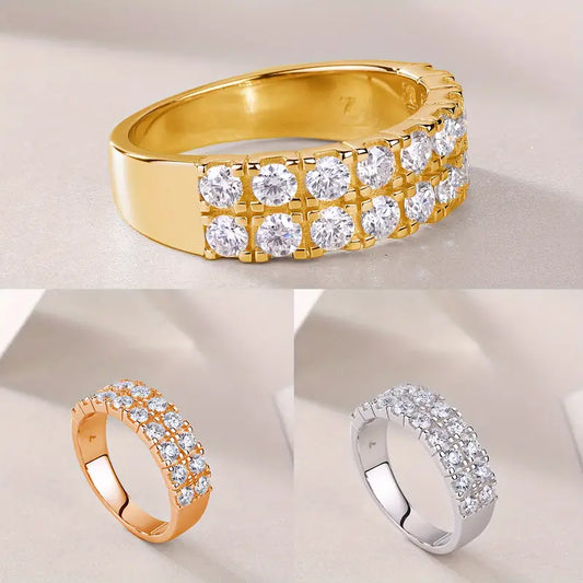 ALICE - HALO BAND - Vintage Classic Ring Band in 18kt Gold Plated .925 Sterling Silver 1.17 TCW Carat Genuine Moissanite Gemstones