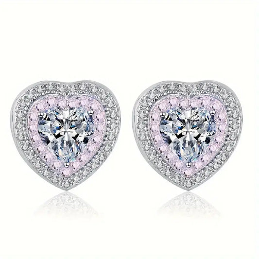 ALICE "Hearts of Fire" Delicate Heart Design Stud Earrings in Genuine .925 Sterling Silver