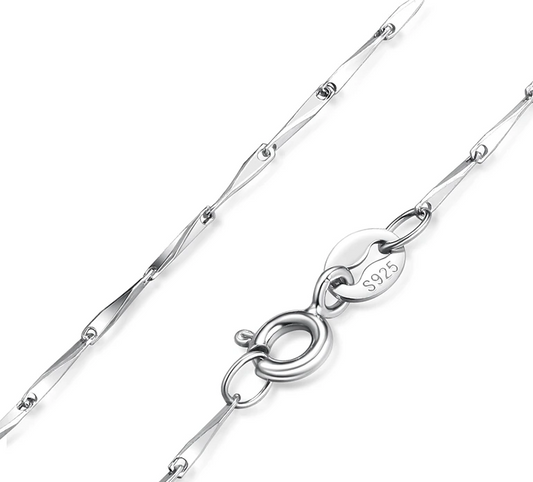 ALICE - "Petite Silver Chains" - Italian .925 Sterling Silver Petite Guazillian Bar Link Style Necklace Chain