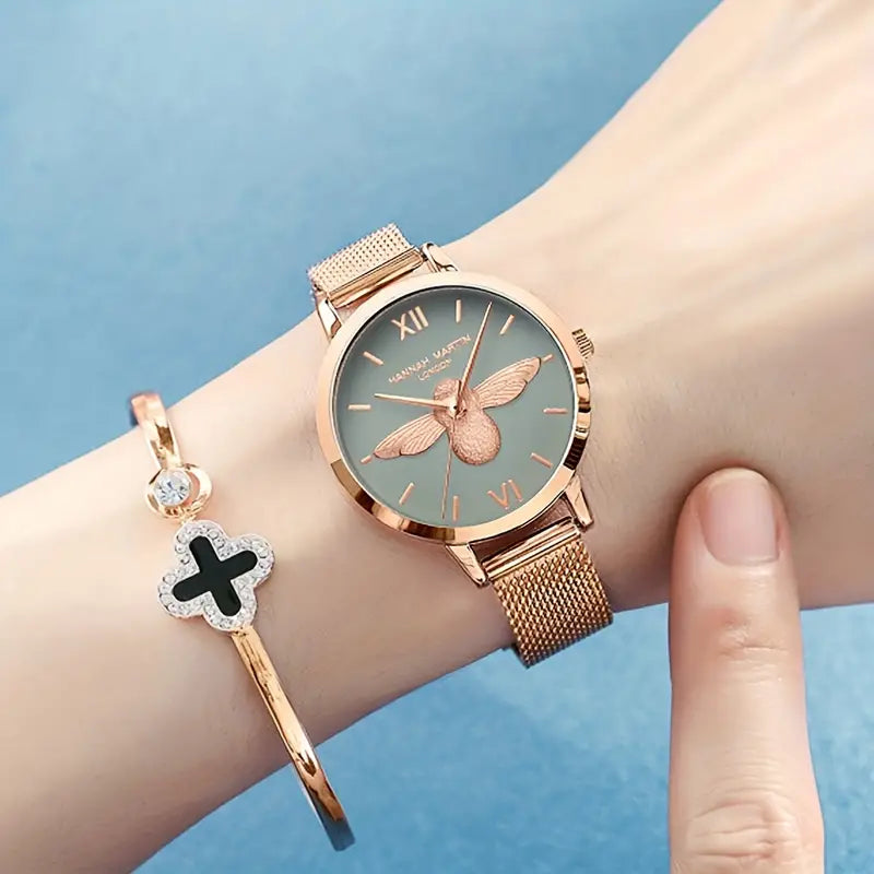 HANNAH MARTIN Elegant Women's Unique Bee Wing Watch