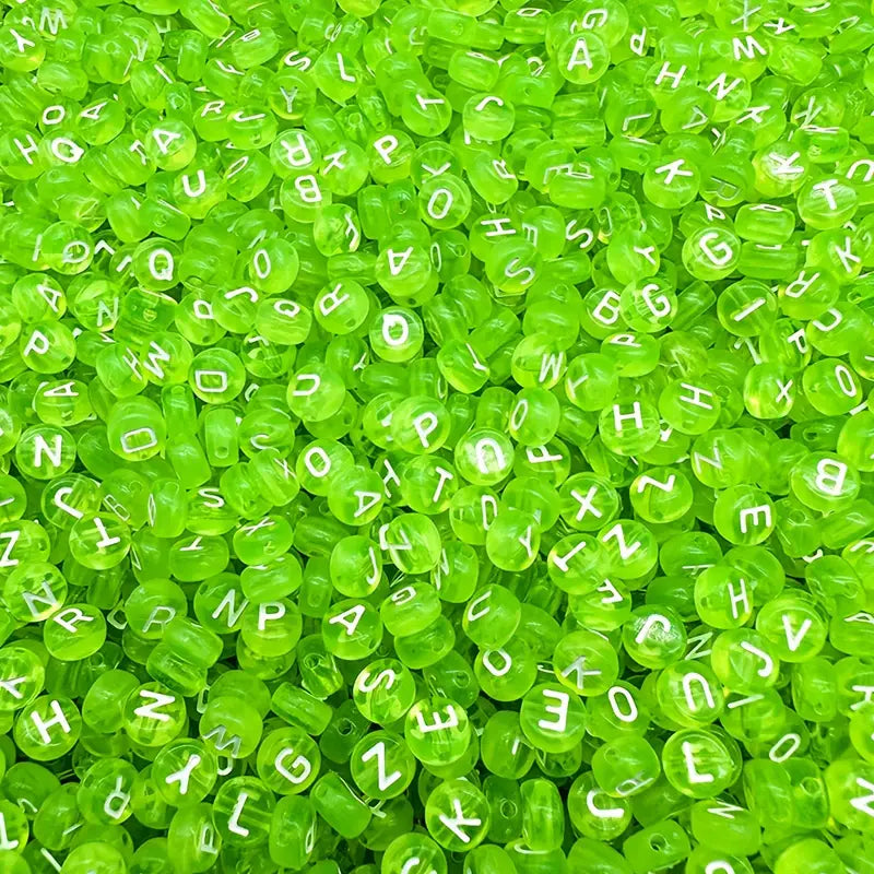 ALICE  500pcs 7mm Multicolor Green Acrylic Letter Beads for Jewelry Making