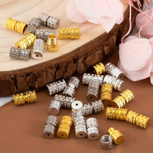 ALICE - 100pcs Copper Metal Cylinder Fasteners/Buckles for Beading End Clasp Screw Clasps for Jewelry Making Bracelets and Necklaces