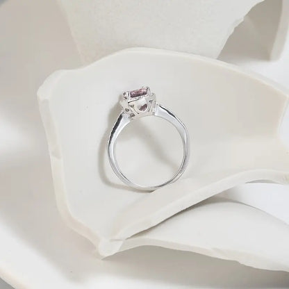 CHERIE - 1 Ct (1.6 TCW) Genuine Pink Moissanite Gemstone in 18K White Gold Plated Solid .925 Sterling Silver Ring