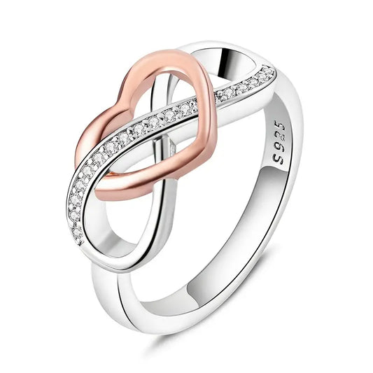 HEARTS ETERNAL -Infinite Love Promise Band with Genuine Cubic Zirconia and Solid .925 Sterling Silver Band Ring