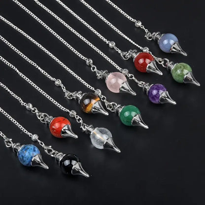 Genuine Natural Crystal Semi Precious Ball Spirit Pendulum Pendants