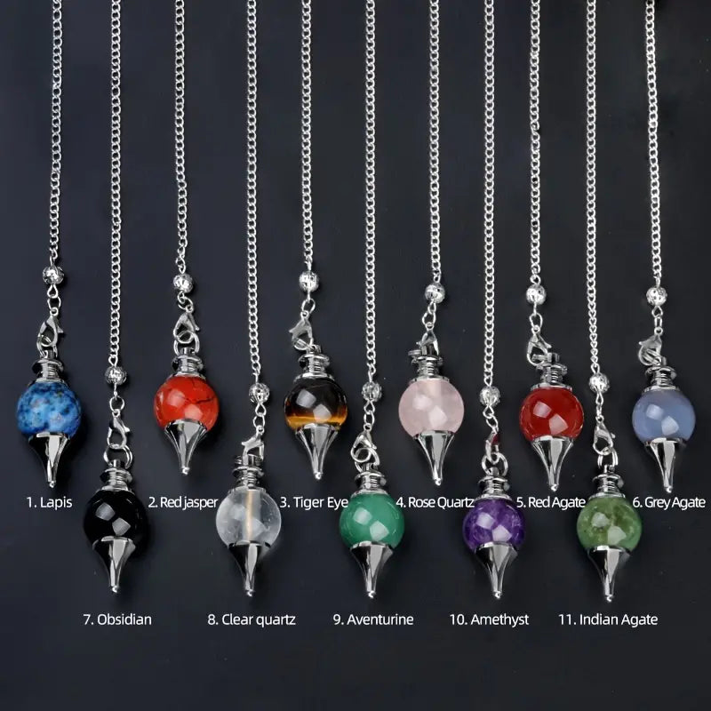 Genuine Natural Crystal Semi Precious Ball Spirit Pendulum Pendants