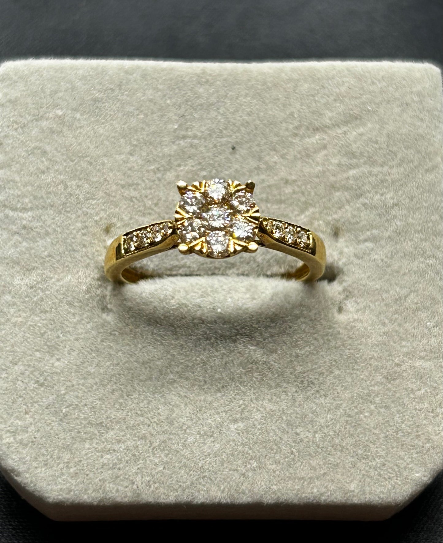 ALICE - LUXE Custom - 1.0 Carat (TCW) Natural Diamond Vintage Bridal Cluster 18k Yellow Gold Ring