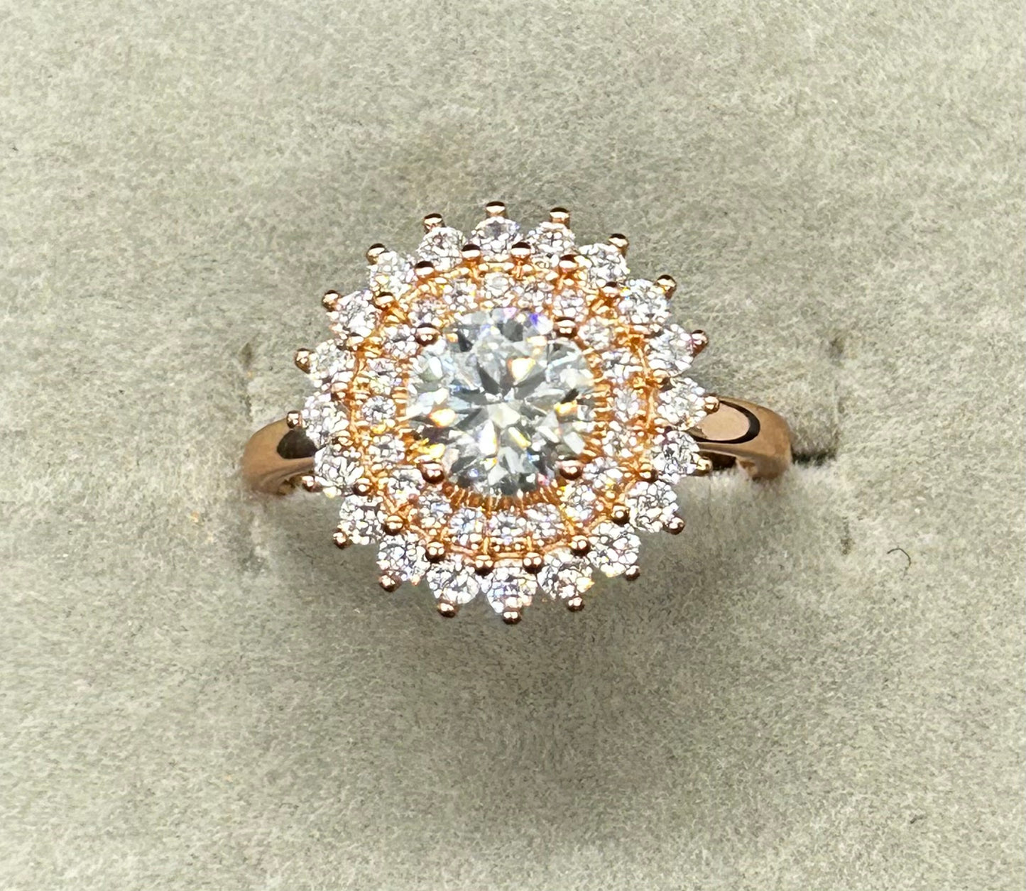 SITA - 1.75 Carat Genuine Moissanite Gemstone in 18K Rose Gold Plated Solid .925 Sterling Silver Ring - GRA Certificate