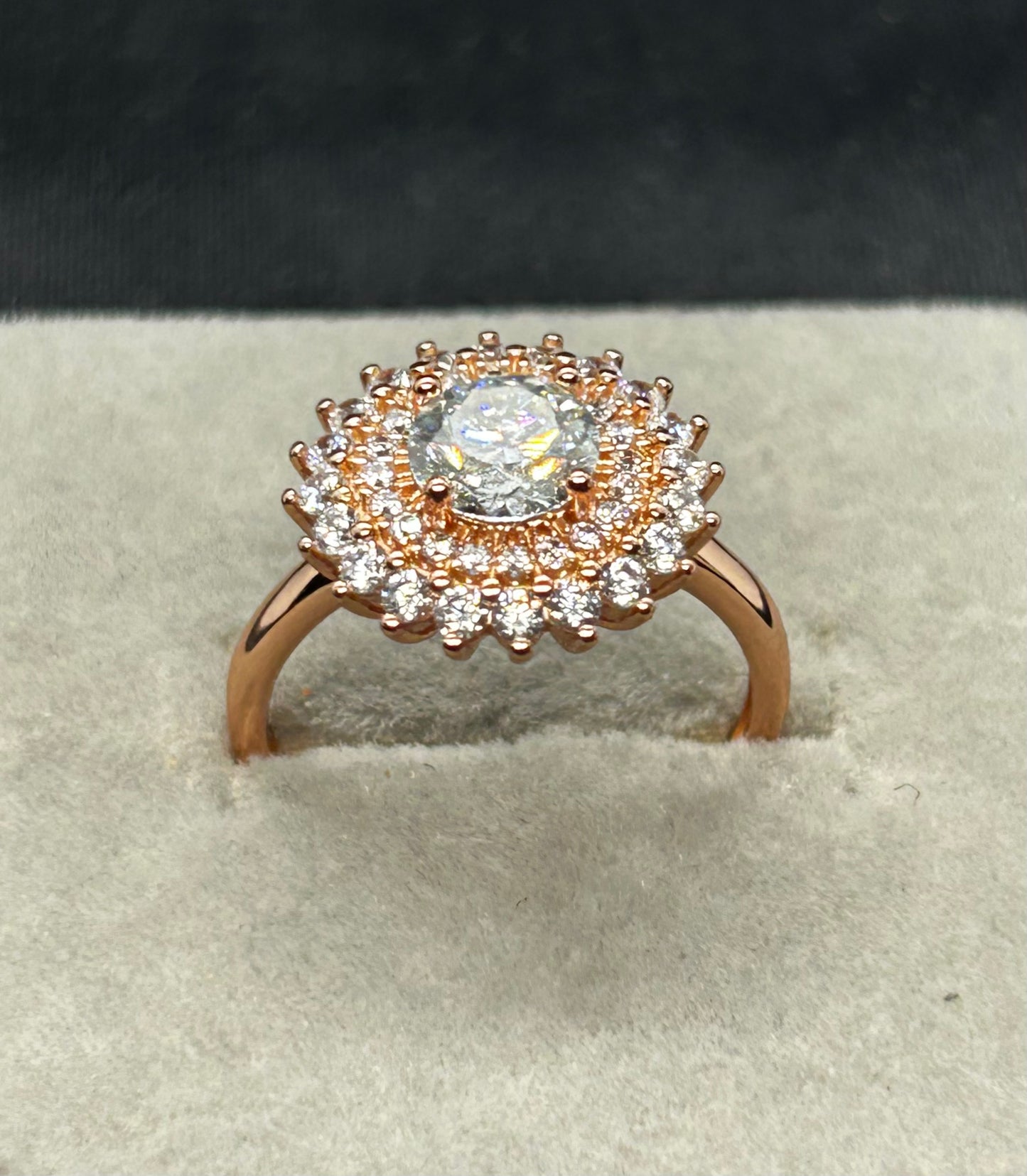 SITA - 1.75 Carat Genuine Moissanite Gemstone in 18K Rose Gold Plated Solid .925 Sterling Silver Ring - GRA Certificate