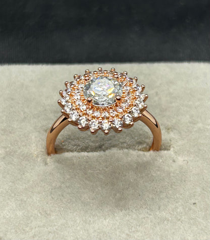 SITA - 1.75 Carat Genuine Moissanite Gemstone in 18K Rose Gold Plated Solid .925 Sterling Silver Ring - GRA Certificate