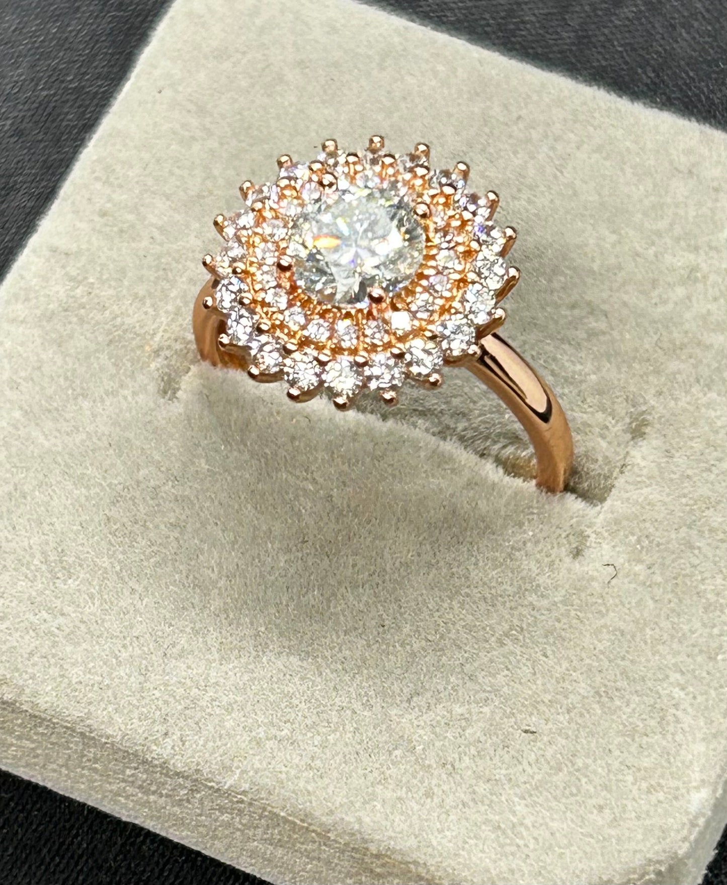 SITA - 1.75 Carat Genuine Moissanite Gemstone in 18K Rose Gold Plated Solid .925 Sterling Silver Ring - GRA Certificate