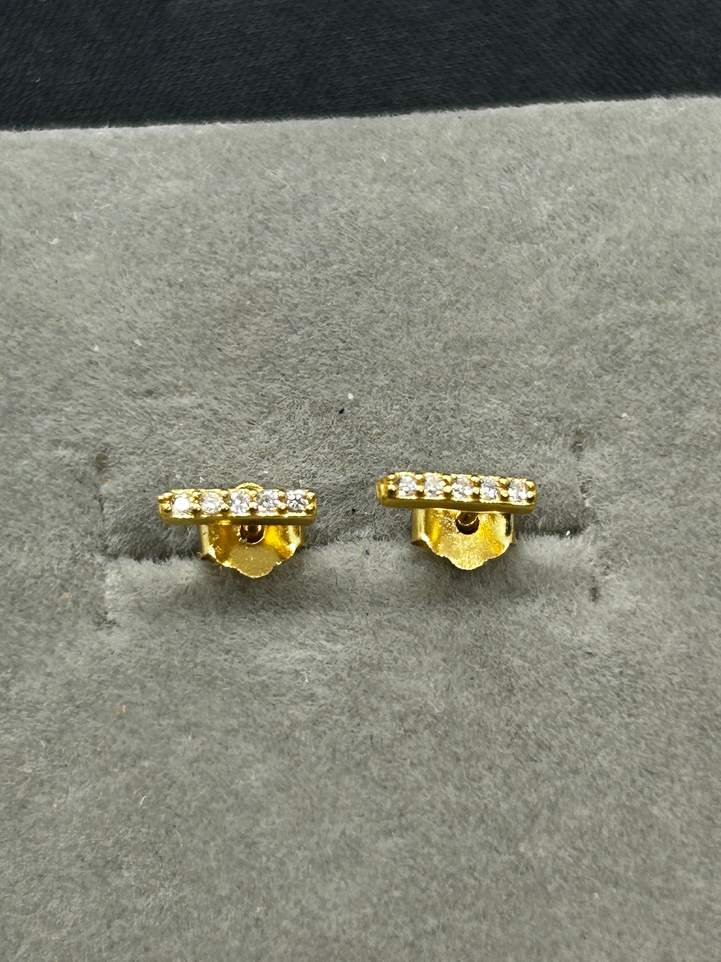 ALICE - Petite Premiums Line - Gold Bars & Gemstones 18kt gold Plated Genuine .925 Sterling Silver Minimalist Stud Earrings