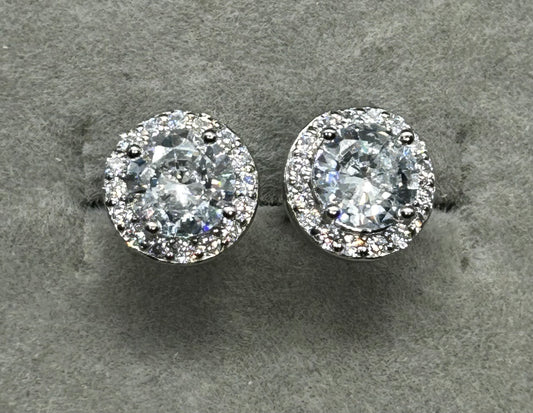 ALICE "SILVER HALO" Stud Earrings in Genuine .925 Sterling Silver