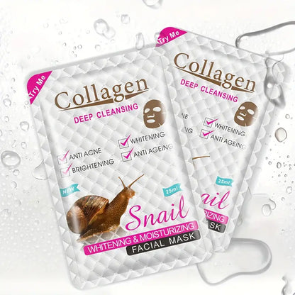 Snail Filtrate & Collagen Facial Mask - Contains Honey Extract, Hydrates