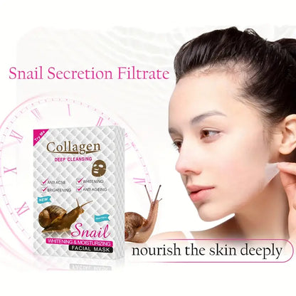 Snail Filtrate & Collagen Facial Mask - Contains Honey Extract, Hydrates