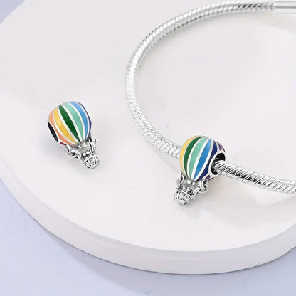 ALICE .925 Sterling Silver Charms - Striped Hot Air Balloon