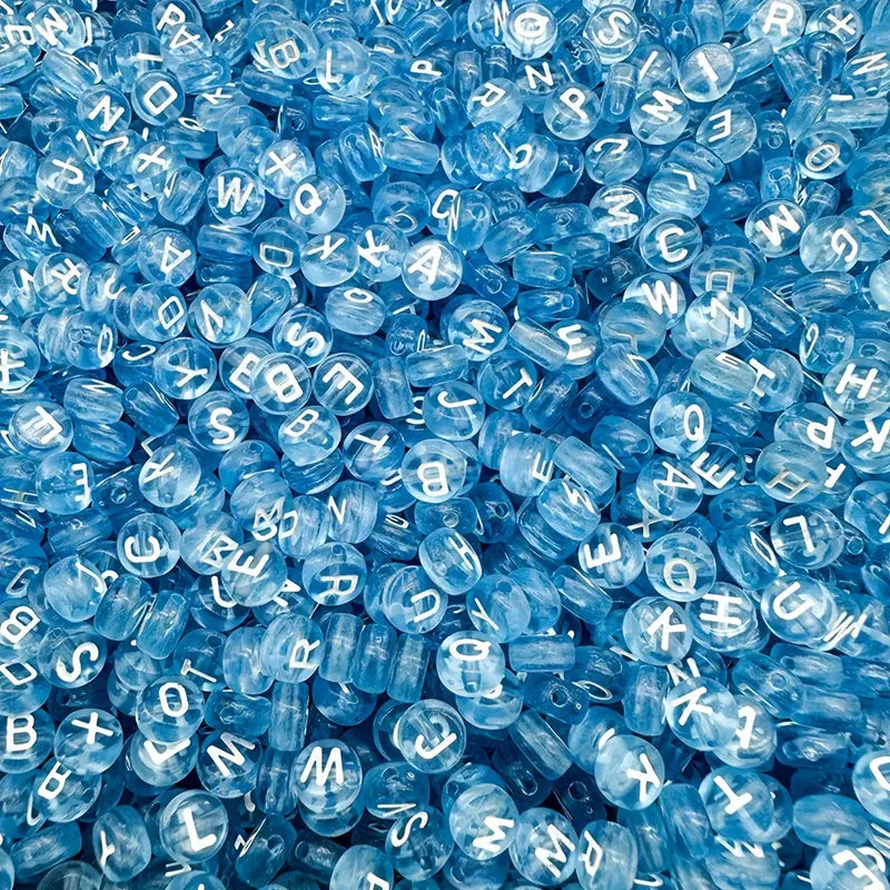 ALICE  500pcs 7mm Multicolor Baby Blue Acrylic Letter Beads for Jewelry Making