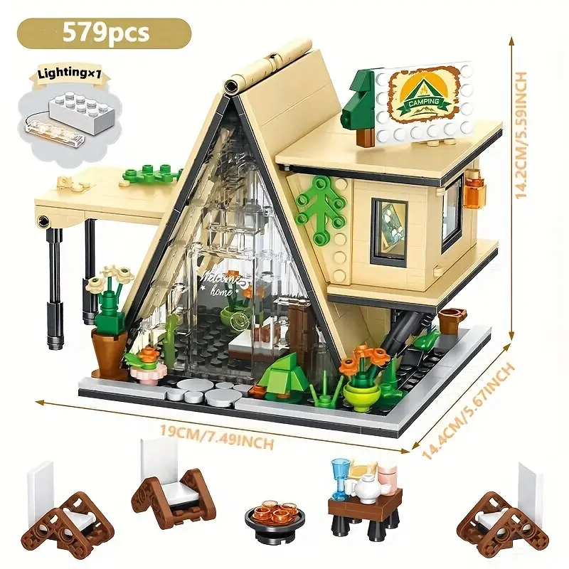 Mini Blocks Camping Cabin Dream House with LED Lighting