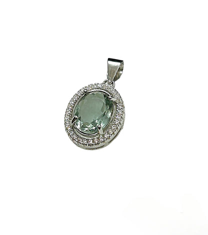 ALICE - LUXE Custom - 1.52 Carat Natural Sea Foam Mozambique Tourmaline in solid .925 Sterling Silver Pendant - GCI Certified