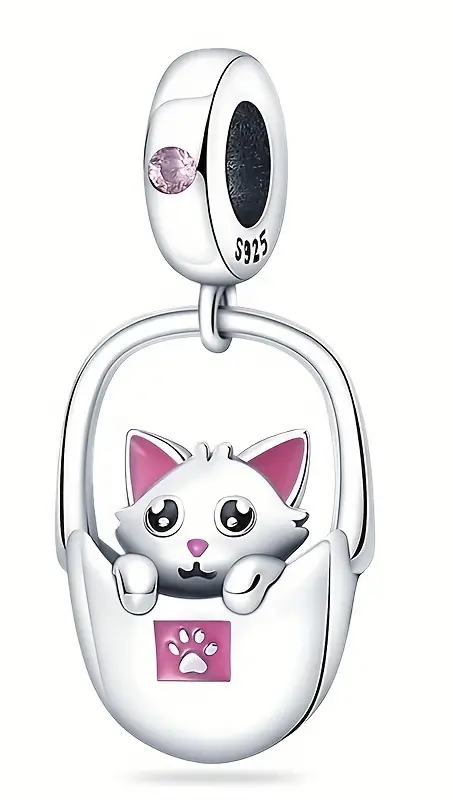 ALICE .925 Sterling Silver Charms - Kitty Basket