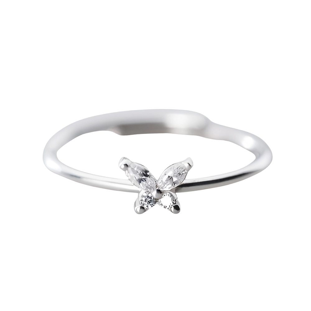 GINNY - Butterfly Ring in 925 Sterling Silver and Genuine Cubic Zirconia (Adjustable)