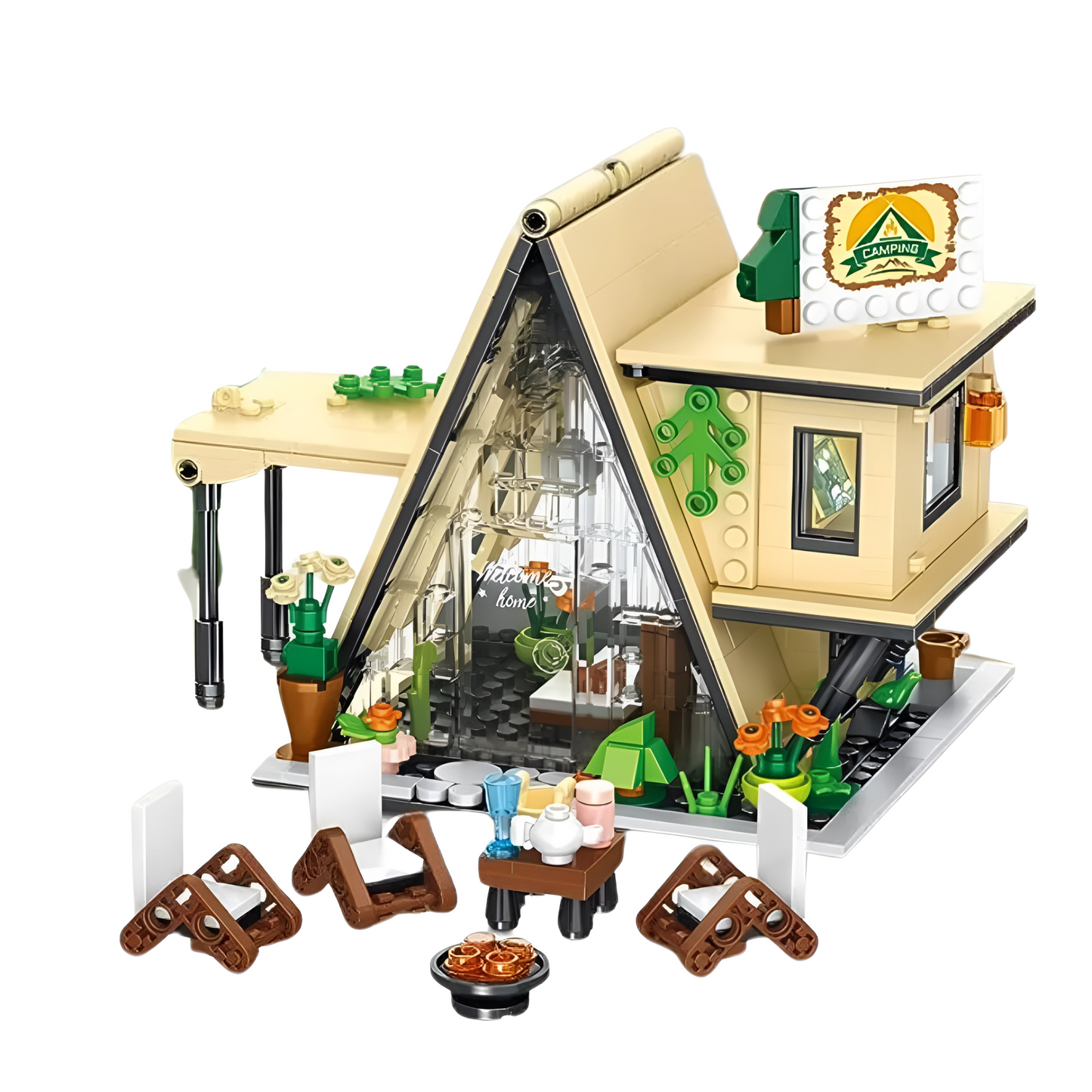 Mini Blocks Camping Cabin Dream House with LED Lighting