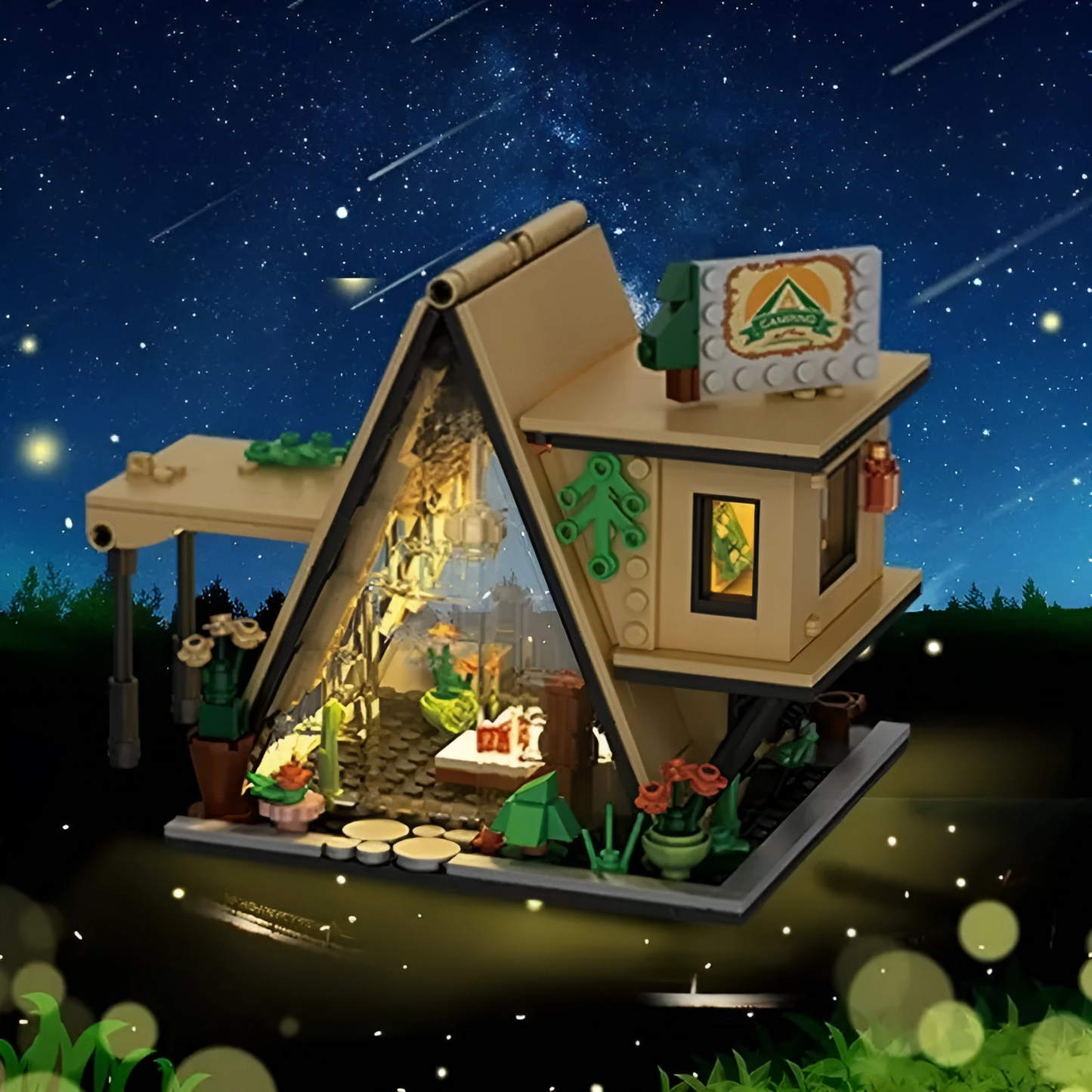 Mini Blocks Camping Cabin Dream House with LED Lighting