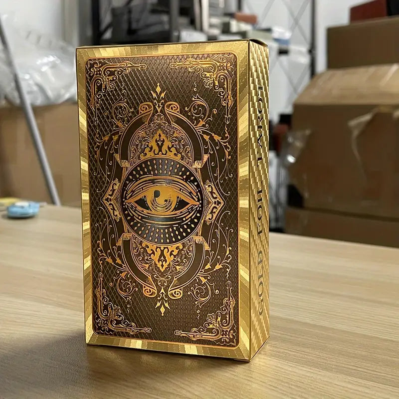 Premium Bi-Lingual English/Spanish Golden Foil Tarot Deck - 4.72" x 2.76" Divination Cards