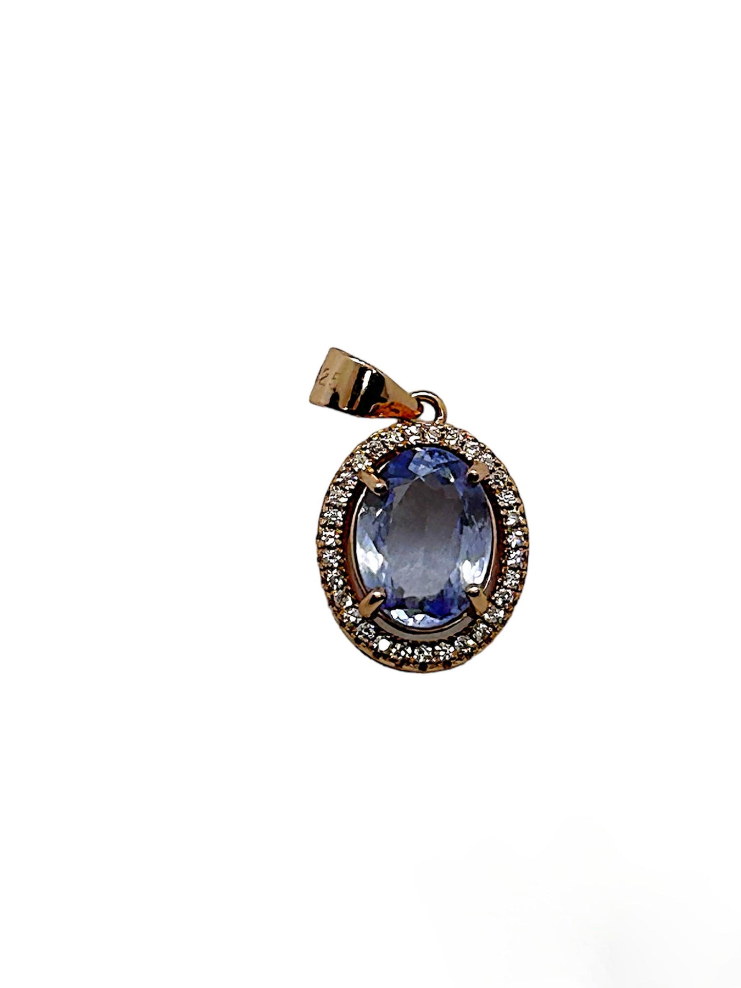 ALICE - LUXE Custom - 2.27 Carat Natural Tanzanite in 18kt Rose Gold plated over solid .925 Sterling Silver Pendant - GCI Certified