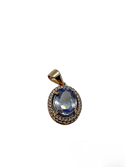 ALICE - LUXE Custom - 2.27 Carat Natural Tanzanite in 18kt Rose Gold plated over solid .925 Sterling Silver Pendant - GCI Certified