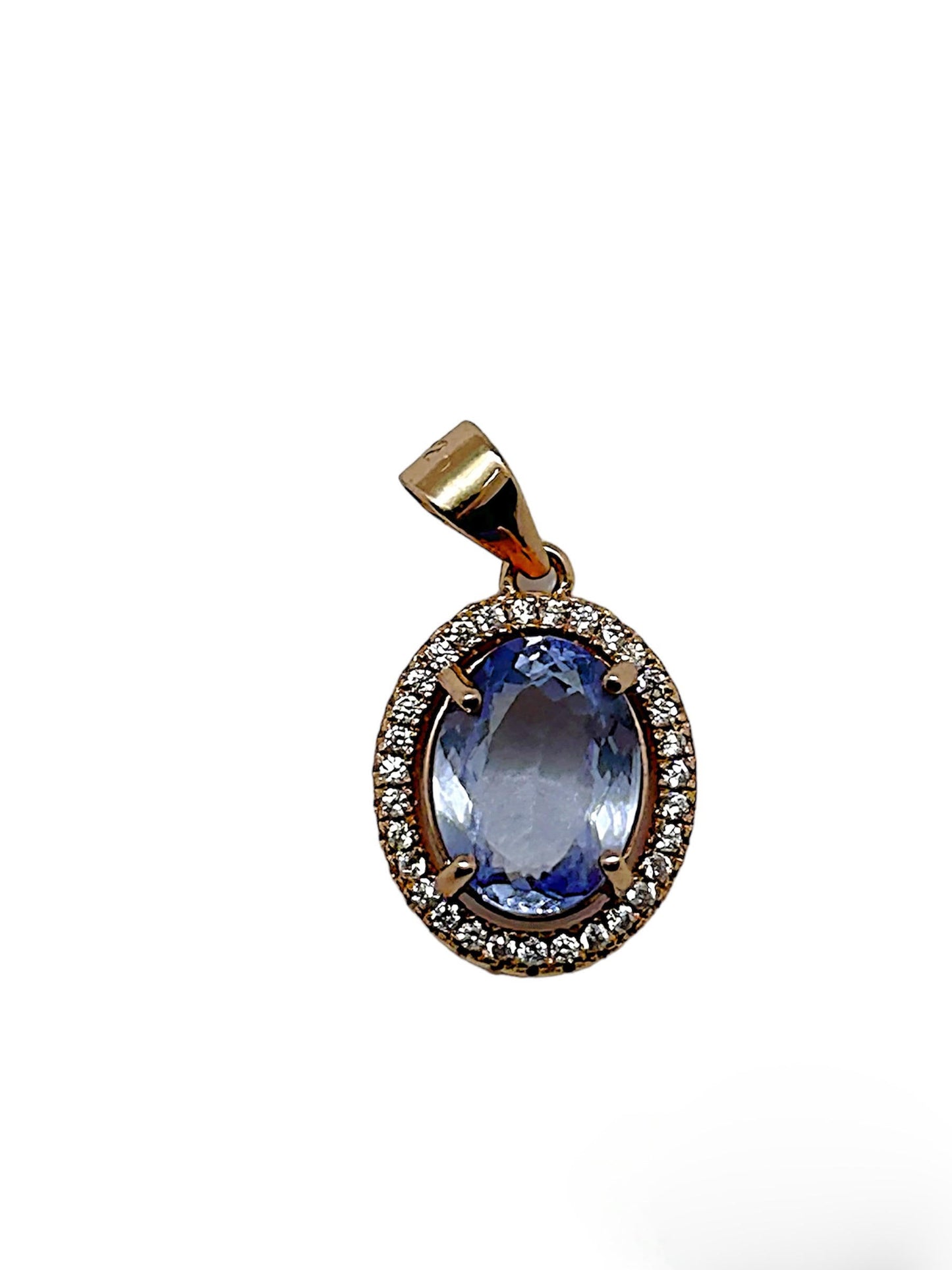 ALICE - LUXE Custom - 2.27 Carat Natural Tanzanite in 18kt Rose Gold plated over solid .925 Sterling Silver Pendant - GCI Certified